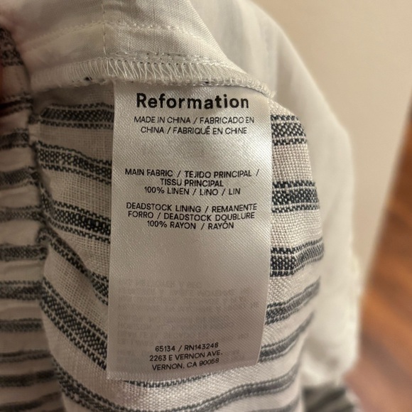 REFORMATION Fernando Linen Wide Leg Pant in Antibes Stripe - Picture 7 of 9